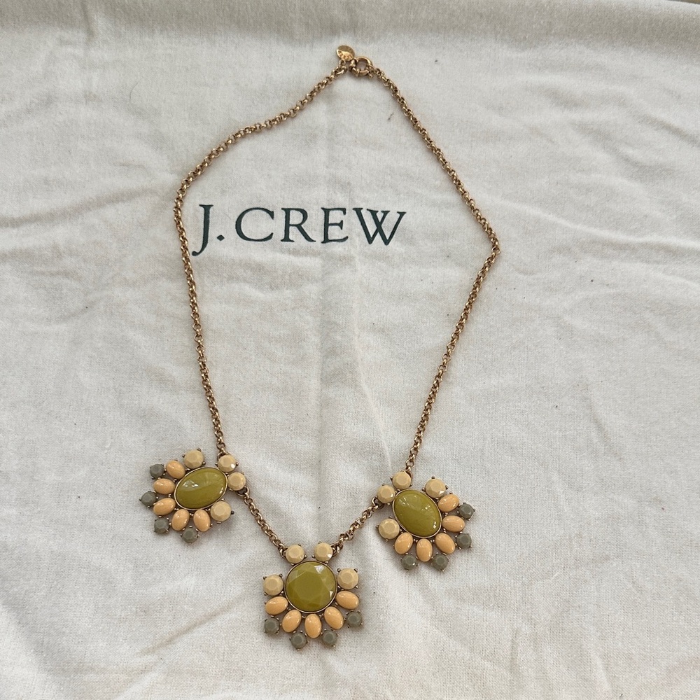 J. Crew Gold and Cream Floral Necklace